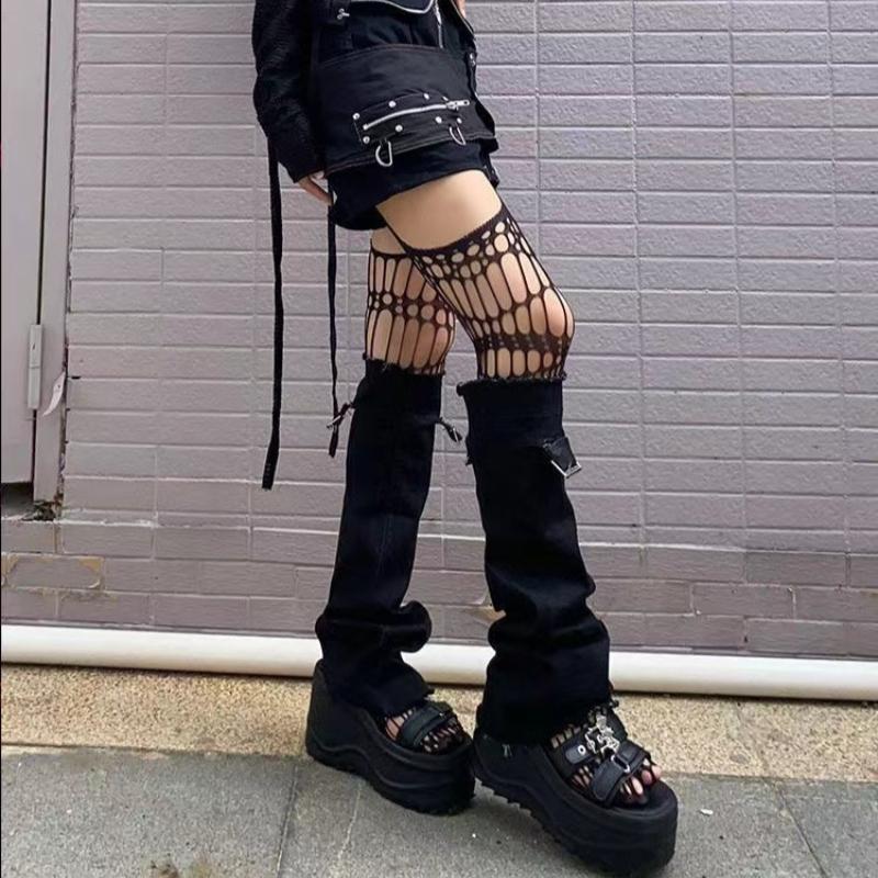 Sexy Spider Web Stockings Women Thigh High Fishnet Mesh Tights Pantyhose Gothic Lolita Legging Dark Spider Hollow Out Long Socks
