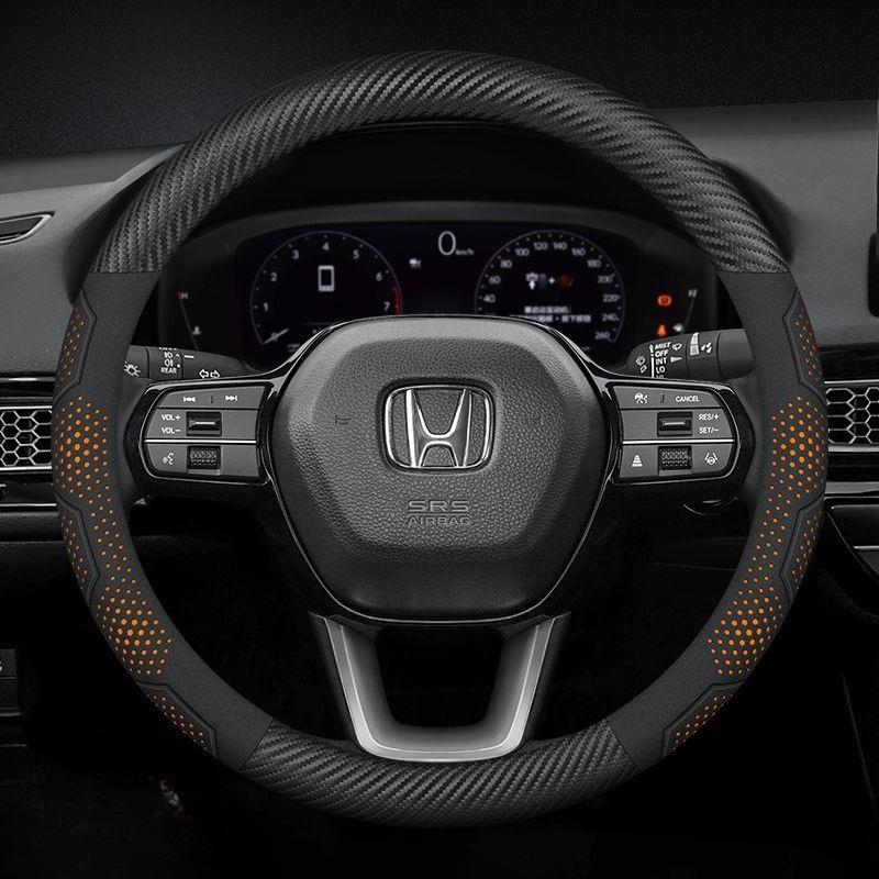 AAAKQ1 For Honda CRV steering wheel cover special flip fur Napa leather pattern sports carbon fiber pattern sweat-absorbing