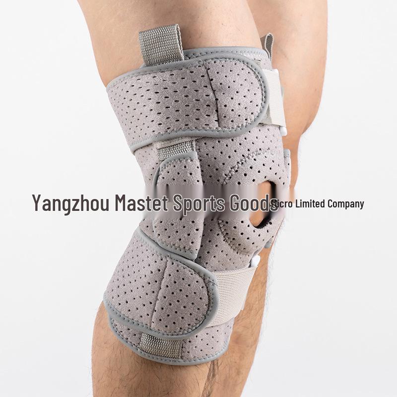 Adjustable Knee Brace with Silicone Protection & Spring Support for Running, Mountaineering, Weightlifting, Fitness
