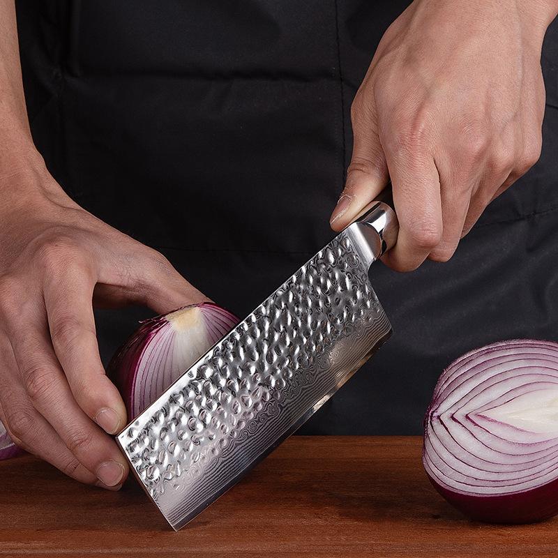 6.5 Inch Nakiri Knife 67-layers Damascus Steel Blade Ebony Handle Chef Cleaver Meat Slicing Vegetables Handmade Kitchen Knife
