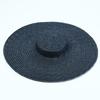 Cappello di Paglia a Tesa Larga 15cm con Parte Superiore Piatta Cappelli Estivi da Spiaggia per Donna Cappello Boater con Nastro Cappello da Sole Grigio Nero Rosso Rosa Blu Con Laccetto Sottogola