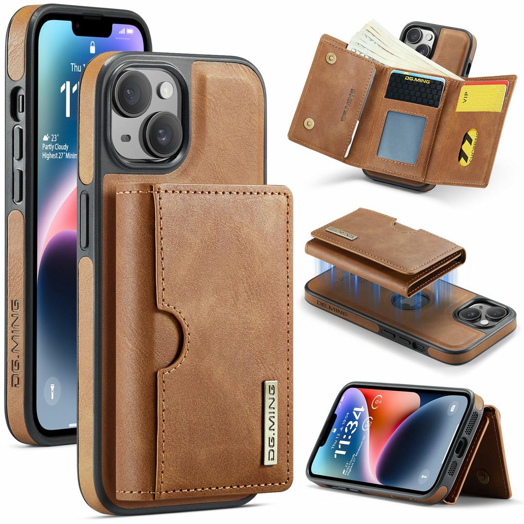 DG.MING M6 Serie Für iPhone 14 Plus Hülle Magnetische Brieftasche PU+PC+TPU Handyhülle