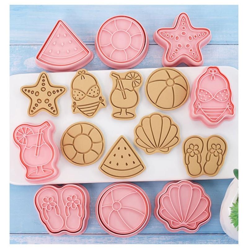 16 Stück/Set Sommer Strand Thema Ausstecher Kunststoff Keksformen Keksstempel DIY Kuchenformen Küchenwerkzeug
