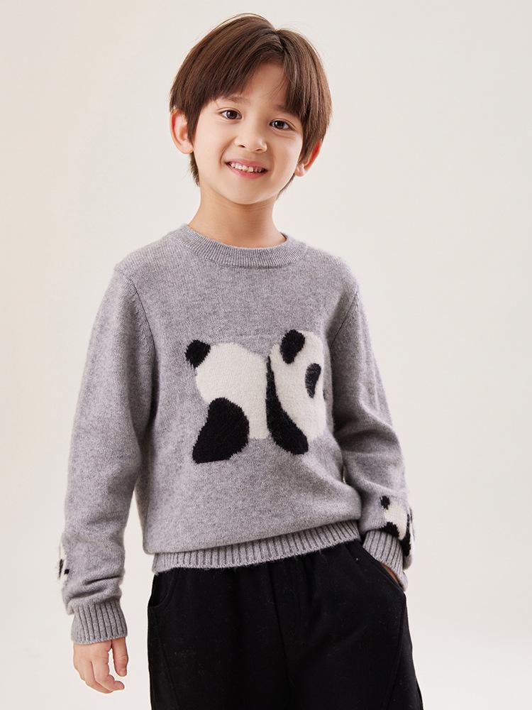 Kinder-Rollkragen-Kaschmirpullover mit Panda-Design für Herbst & Winter