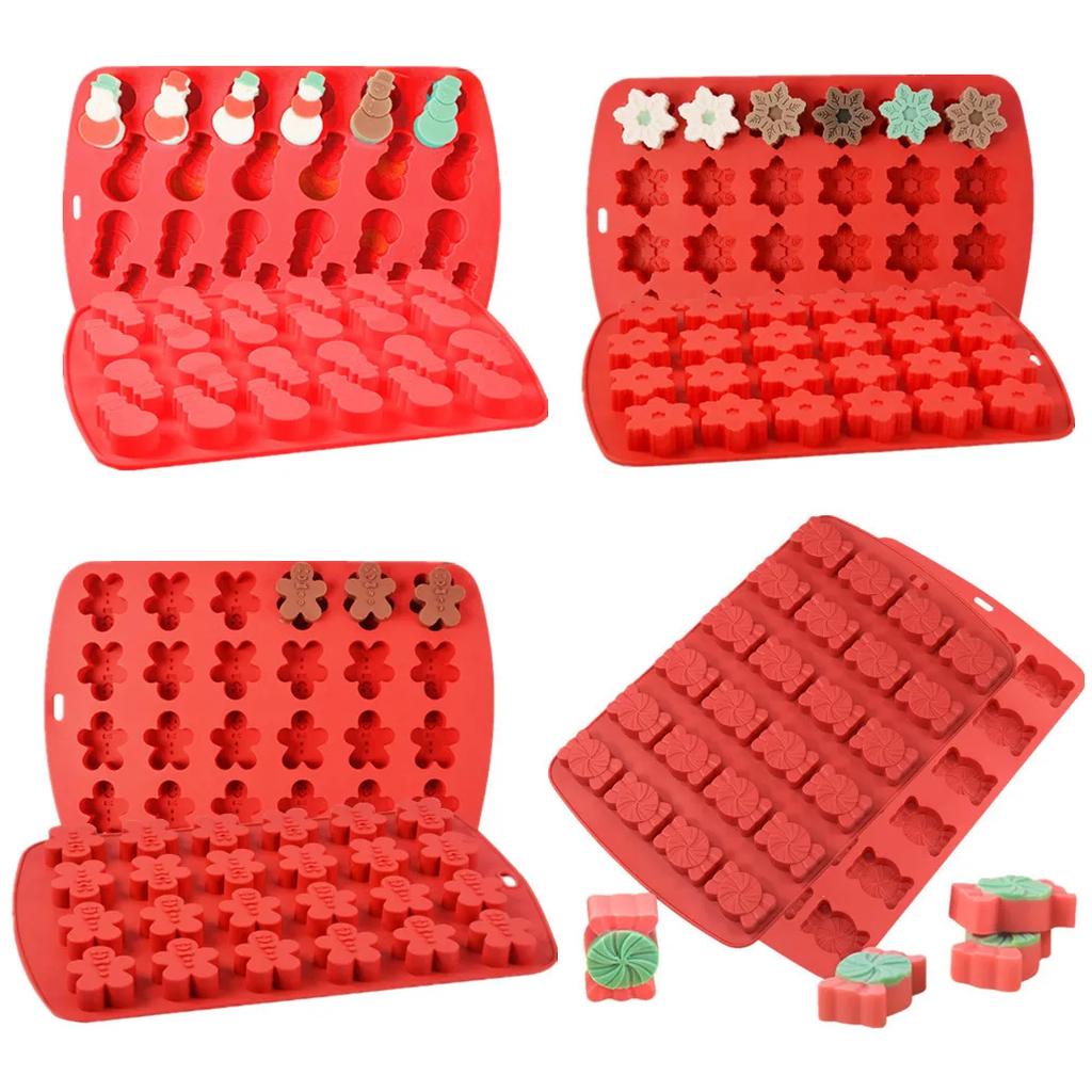 Christmas Cookie Molds Gingerbread Man Snowman Snowflake Chocolate Mold DIY Xmas Cookie Candy Mold Gummy Drop Mold Cake Tools