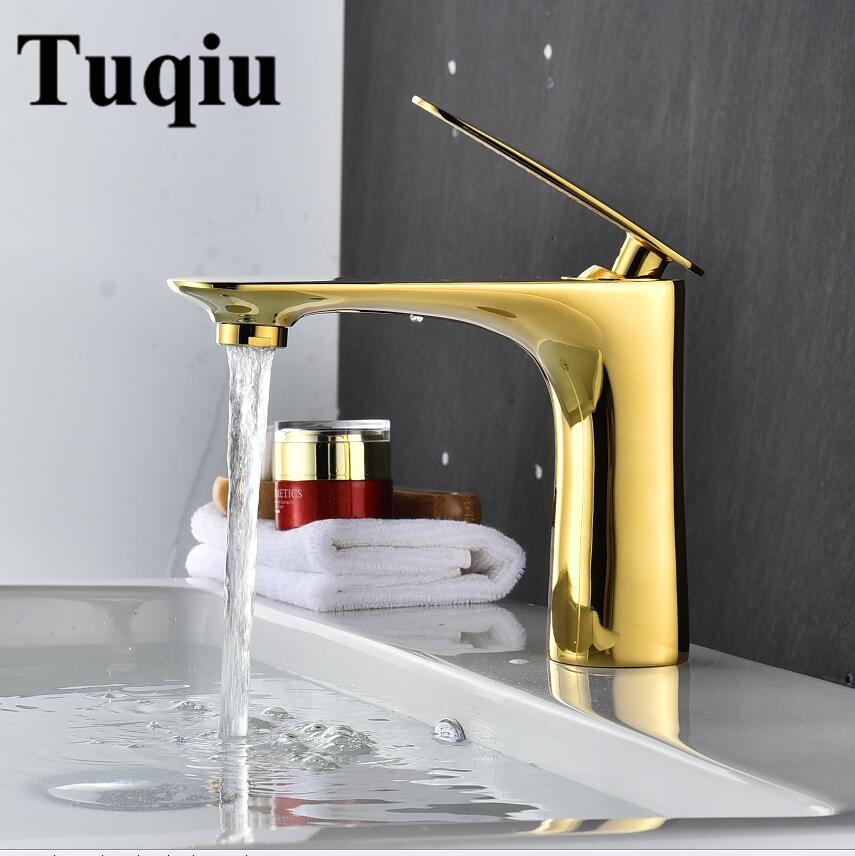 Basin Faucet Hot and Cold Water Sink Mixer Bathroom Single Lever Brass White Gold Basin mixer Tap Red