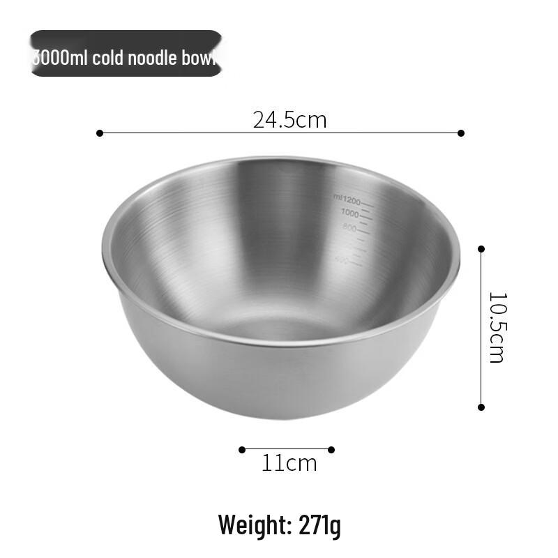 

ZISIZ 3-Piece Stainless Steel Mixing Bowl Set with Scale