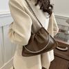 Pure Color Faux Leather Shoulder Bag Women's Summer New Style Underarm Chain Crossbody Bag Soft Square Shape Polyester Lining KTB