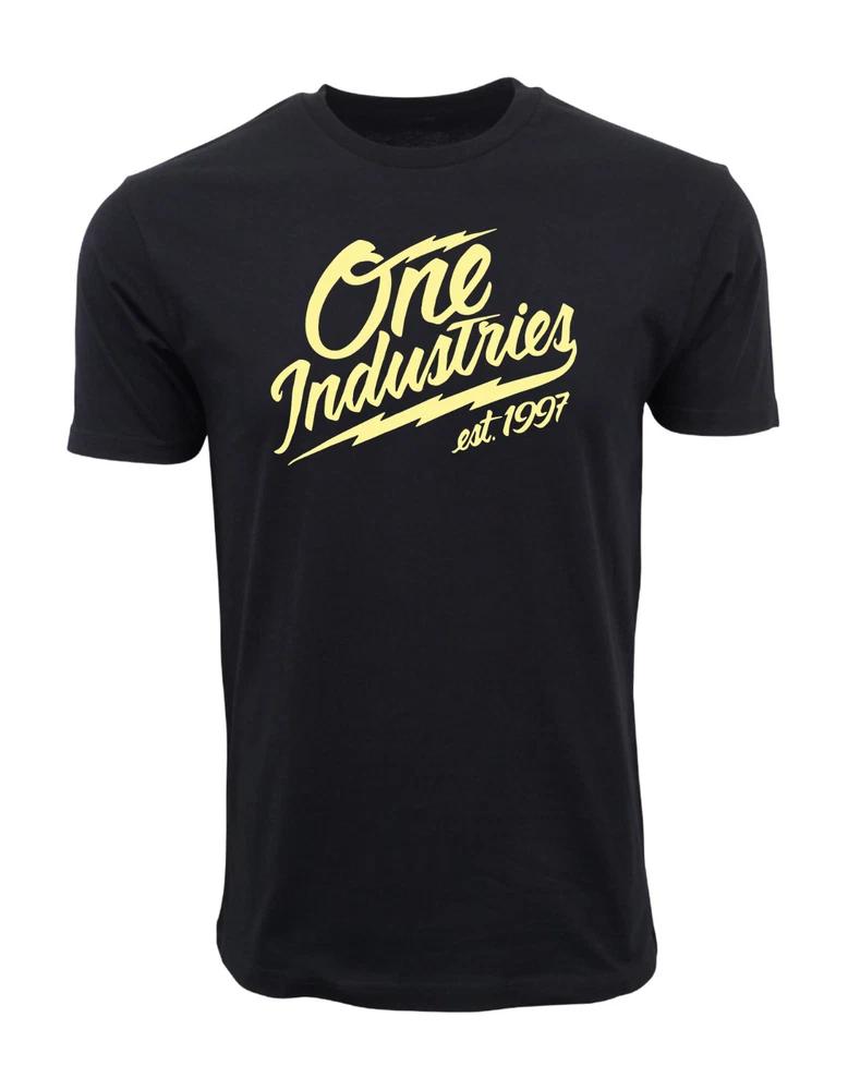 Moto And Racing Industries Unisexs Bolt Logo T Shirt Blk Yellow S