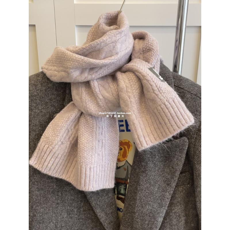 Twist Pattern Wool Scarf Gentle Breasts  Warm Neck Scarf for Students  New Winter Style for Men and Women