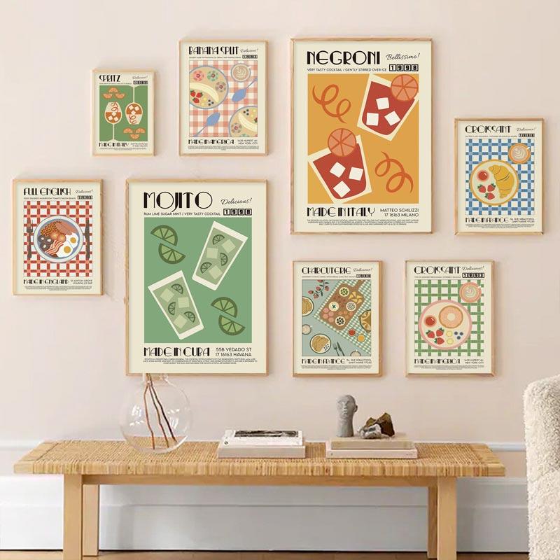 Funny Sushi Ramen Wall Art Canvas Painting Nordic Mojito Posters and Prints Banana Split Pictures for Kitchen Dinning Room Decor