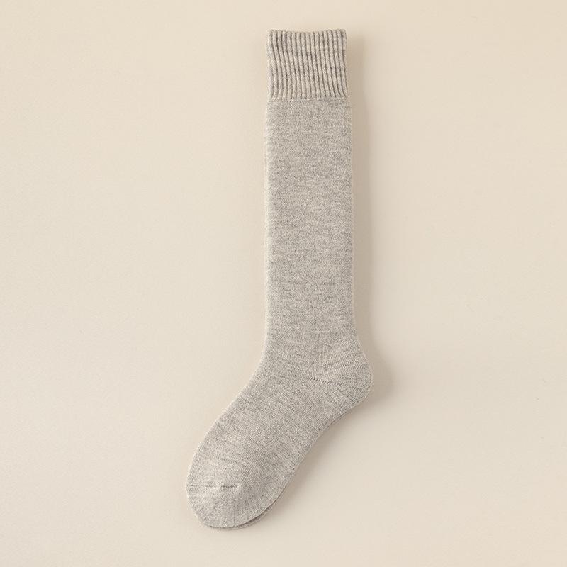 Men's Wool Knee-High Socks: Warm Fleece-Lined, Thick Terry Loop for Autumn/Winter.