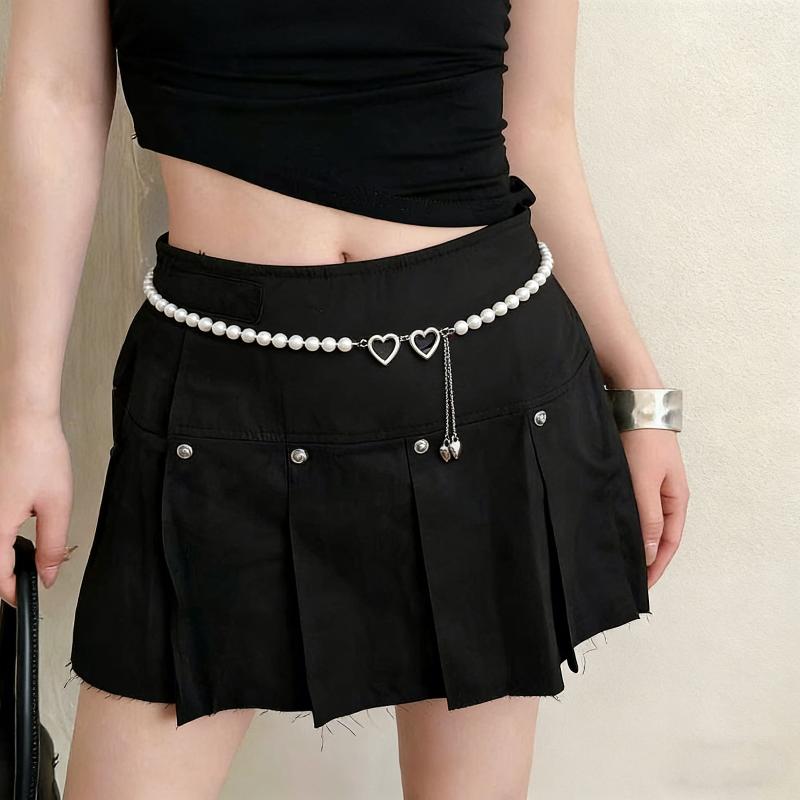 Glänzende Strassstern Pentagramm Taillenkette Für Frauen Bling Kristall Perlenkette Quaste Gürtel Körperkette Y2K Schmuck