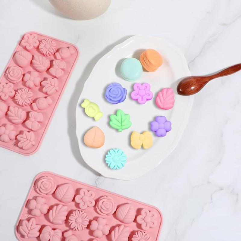 

18 Cavity 3D Silicone Mold Bow Leaf Jelly Ice Pudding Soap Mold Fondant Chocolate Cake Decorations Baking Tool onesize