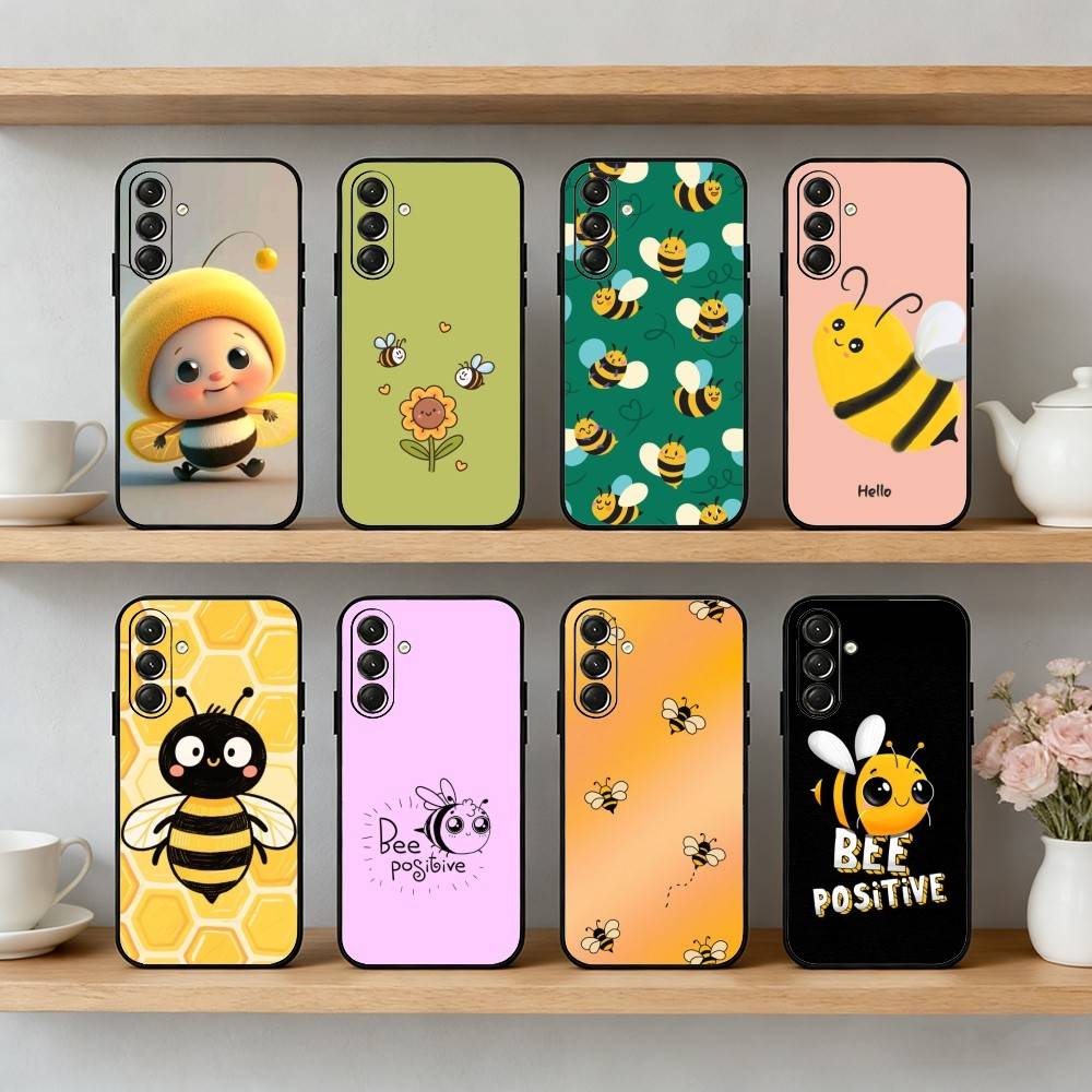 C-Cute Cartoon Bee Phone Case For Samsung Galaxy A73,A21s,A22,A31,A52,A53,A71,A41Soft Black Shell