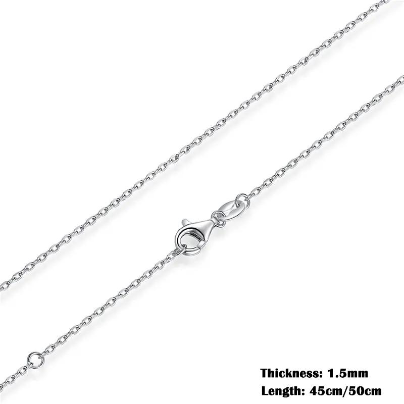 BAMOER Classic Basic O-chain Solid 925 Silver Lobster Clasp Adjustable Necklace Box Cable Chain DIY Jewelry for Women