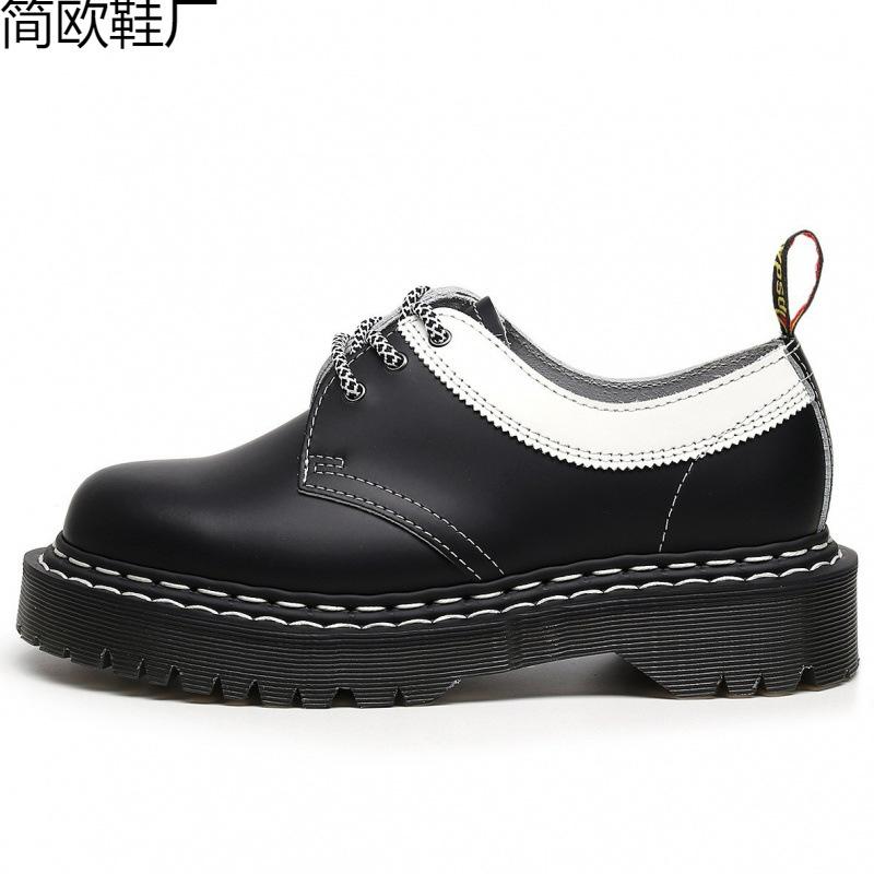 

Martin boots platform small leather shoes women s low-top leather double-line black and white casual student loose Order