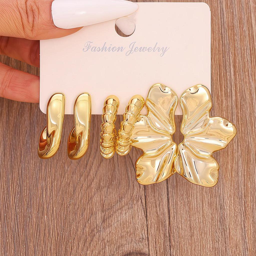 European & American Fashion Trend: Gold Women's Earring Set - Versatile High-End Jewelry
