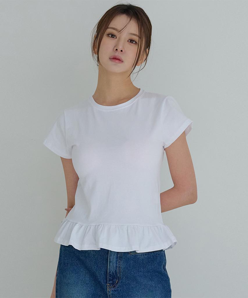 AWESOME STUDIO Frill Layered Short Sleeve T-Shirt White