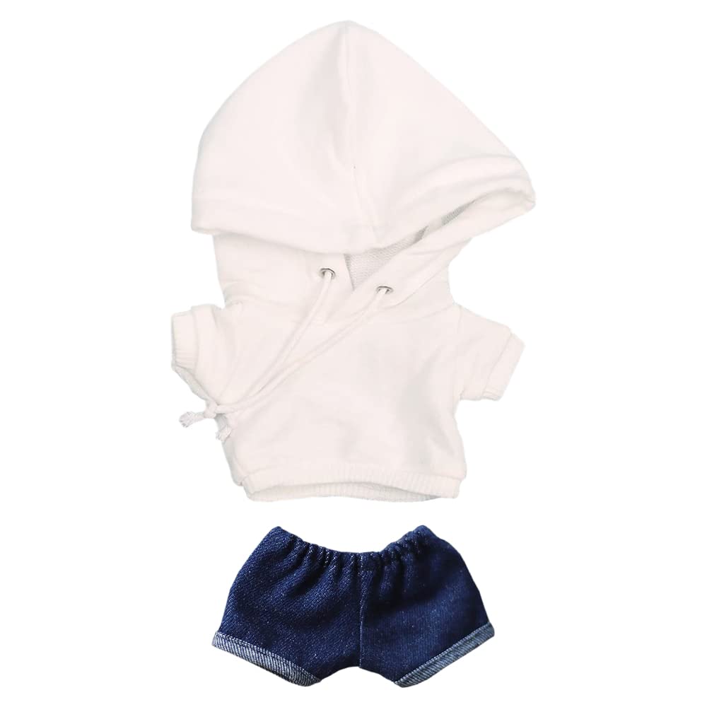 

niannyyhouse 15cm Plush Clothes Hoodie Jeans Cotton Doll Clothes Dress Up (White)