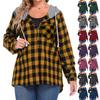 Women Long Sleeve Plaid Jackets Shirt Long Sleeve Casual Loose Coat Outwear
