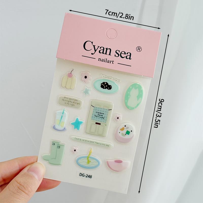 INS Phonecase Jelly Sticker Korean Style Journal Sticker DIY Mobile Phone Case Laptop Cartoon Stickers Waterproof Cute Decal