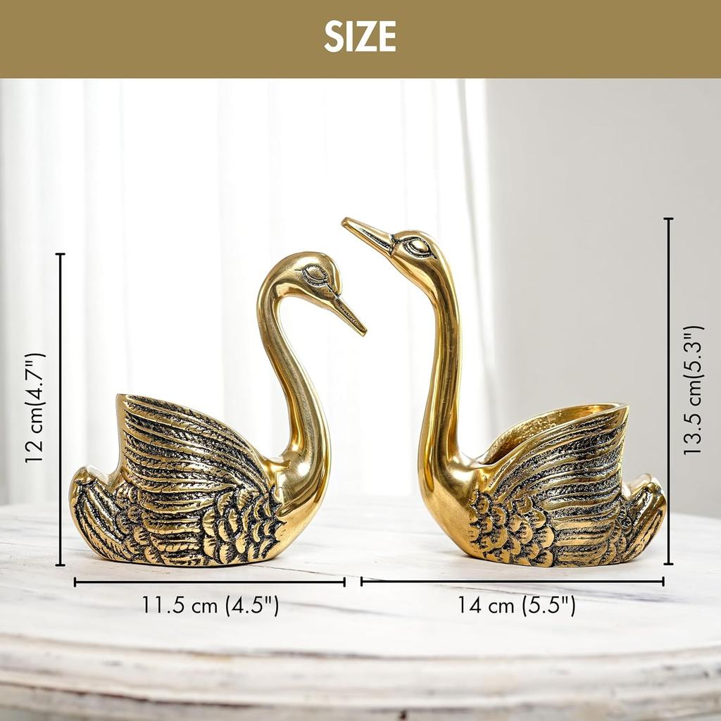 Набор подсвечников Лебедь (2 шт), Aluminium Pair of Swans Candle Holder Set of 2,  Behoma
