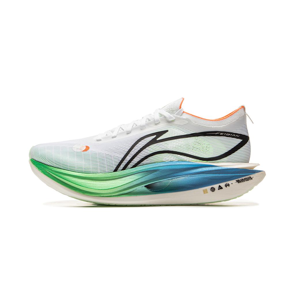 New LiNing Flyco 5 ELITE Cushioning, Slip Resistant, Rebound Low Top Marathon Racing Running Shoes Unisex White Green Blue ARMV003-11
