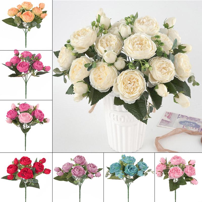 9 hlav simulované hedvábí pivoňka umělé květiny kytice domácí svatební dekorace