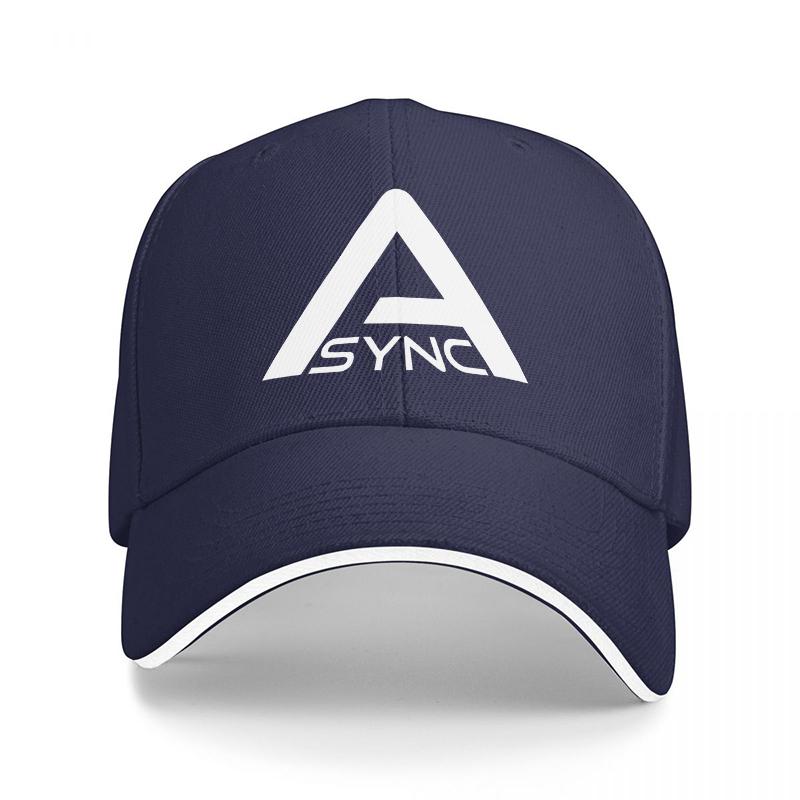 ASYNC LOGO BLACK BASEBALL CAP WITH WHITE TRIM AND TRIANGLE DESIGN FOR Unisex AND Women FASHIONABLE STREETWEAR ACCESSORY