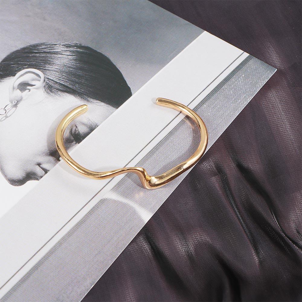 Water Wave Pattern Adjustable Bending Girls Jewelry Simple Bracelet Women Gift Opening Bangle