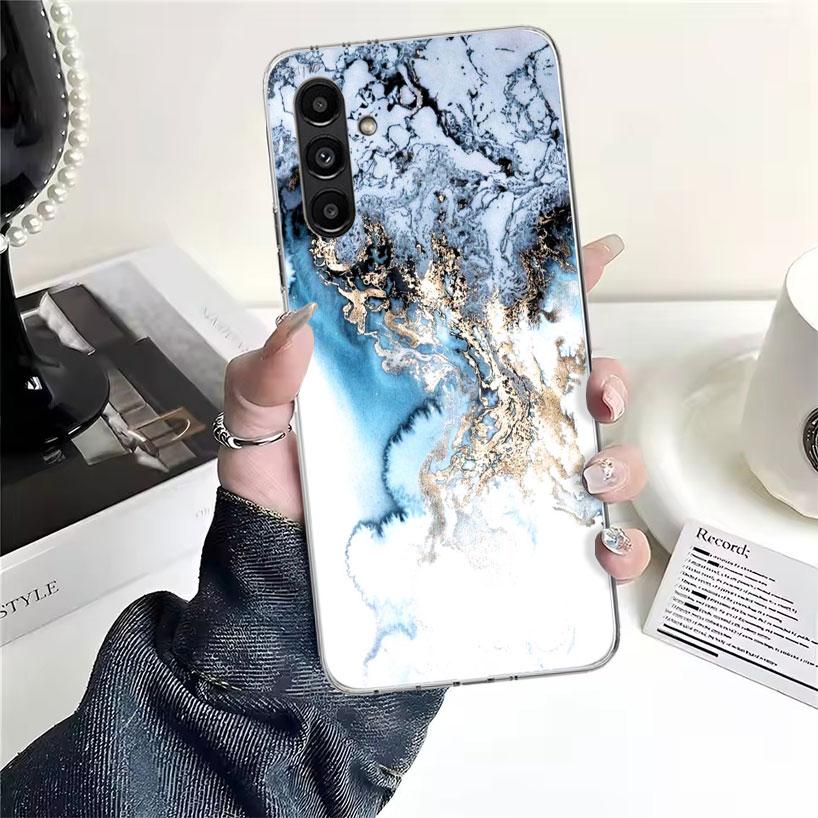 Fashion Geometric Marble Phone Case For Samsung Galaxy A13 A14 A15 A16 A17 A53 A54 A55 A56 A57 A33 A34 A35 A36 A37 A23 A24 A25 A