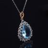 POMOiii Temperament Luxury Drop Sea Blue Zircon Female High-end Pendant Clavicle Chain for Women Charm Wedding Engagement Fine Jewelry