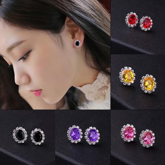 Fashion Women Lady Elegant Rhinestone Flower Ear Stud Earrings Gift Jewelry