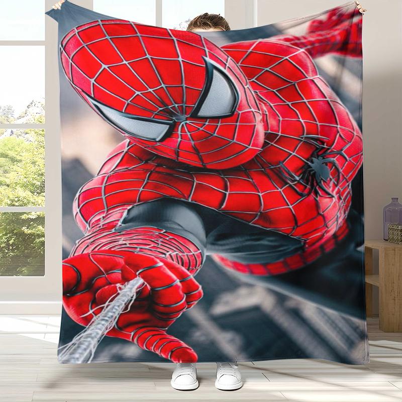 Marvel Avengers Spider Man Cartoon Flannel Blanket,Ultra Soft Warm Plush Throw for Home Bedroom Bed Sofa Cover Office Picnic