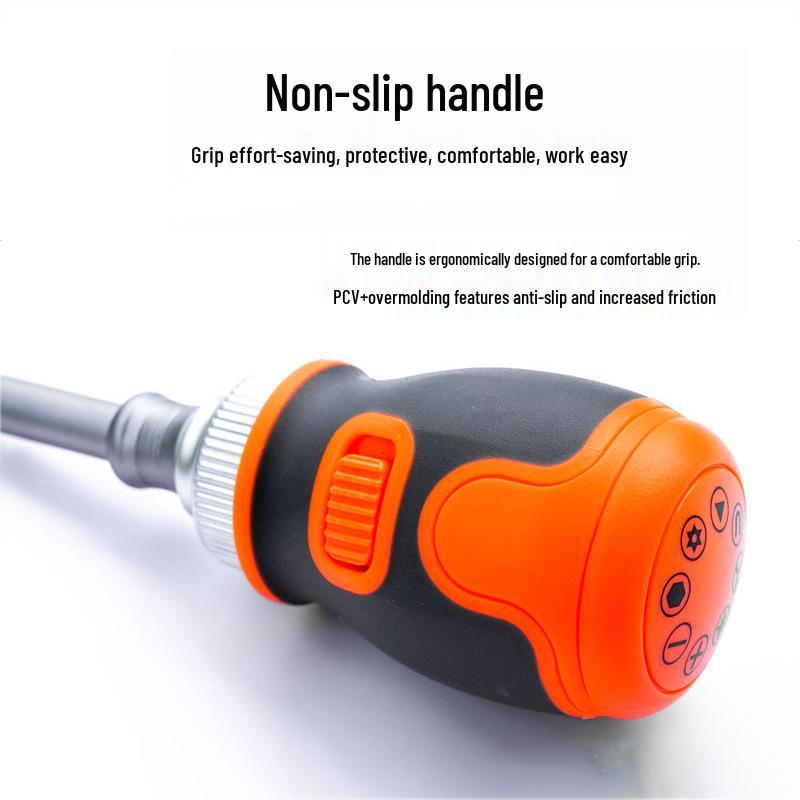 Retractable Dual-Head Ratchet Screwdriver Set with Phillips, Flathead, Torx & Y Bits for Appliance Repair