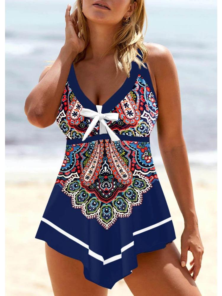 Summer Sexy Women's Bikini Set, Fashionable Swimming Pool Swimsuit, Retro Striped Printed Camisole Swimsuit S-6XL