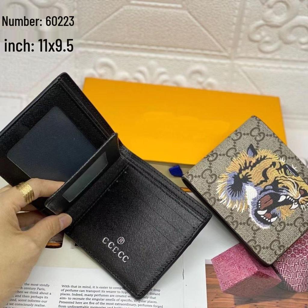 Men's Classic Animal Print Bi-Fold Wallet - European and American Fashion Style, Model 60223.