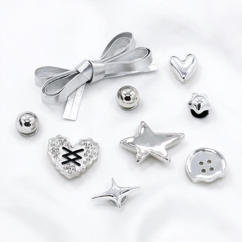 

10 шт. подвеска для обуви Crocs DIY Серебряная серия Звезда Сердца Украшения для обуви Пряжка для Croc Подвески Отверстия Обувь Аксессуары