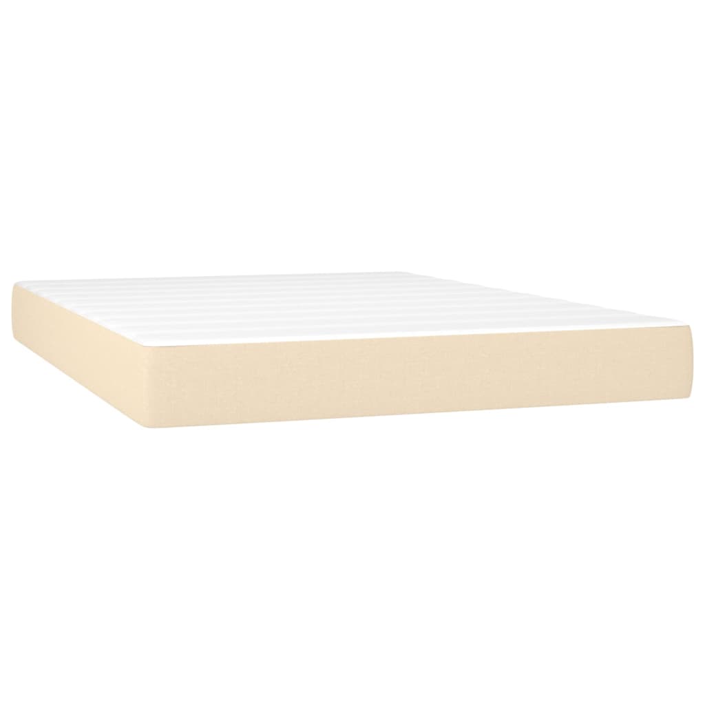 Box Spring Bed with Mattress Cream 140x190 cm Fabric