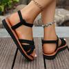 Fashion Shoes for Women 2025 Summer New Women Flat Sandals Bottom Roman Strap Sandals with Non Slip Rubber Soles Ladies Daily Sandalia