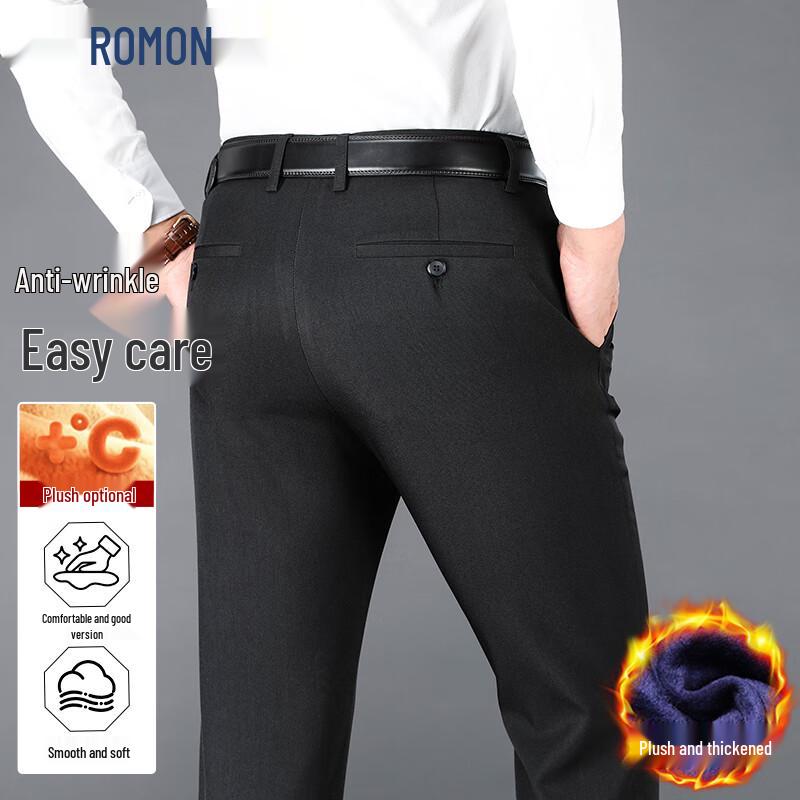 ROMON Men's Autumn/Winter Thick Casual Business Trousers