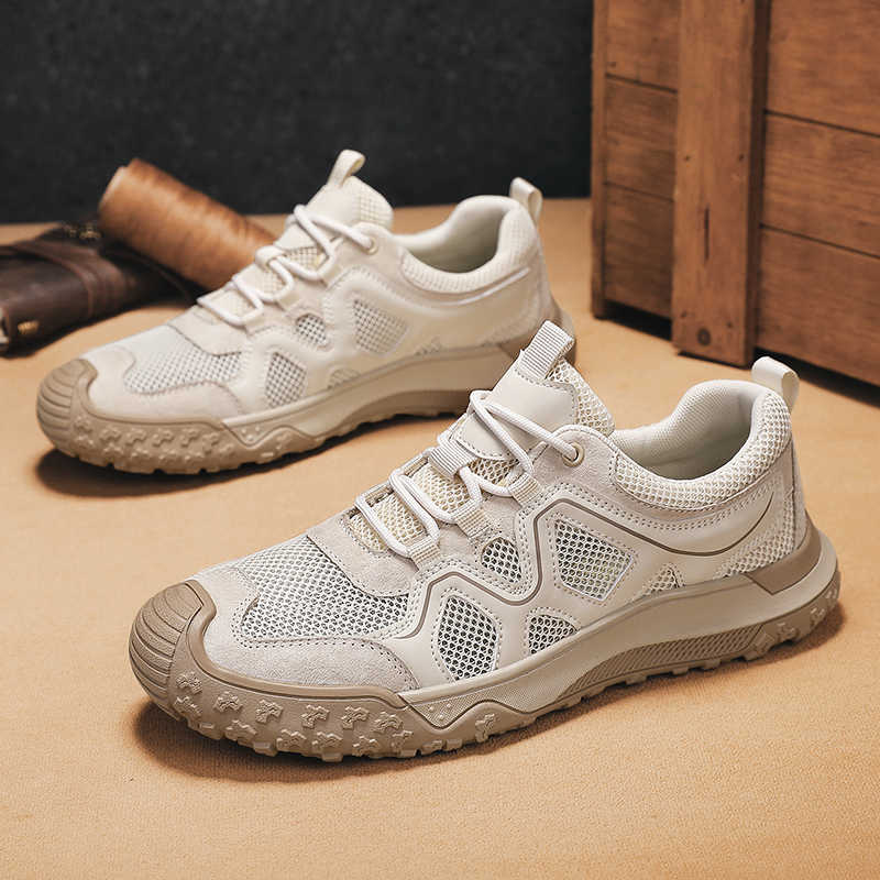 Fashion With Holes Lace-up Outdoor Hiking Shoes Sneakers Men's Sport Running Sneakers Luxury Brand Authentic Fitness Novelties