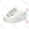 Fashion Comemore Summer Women Platform Wedges Slippers White Peep Toe Outside Wear Rhinestone Slides Women's Shoes High Heeled Sandals