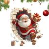 Santa Claus Wall Breaking Effect Stickers Self-adhesive Christmas Breaking Brick Wall Stickers Bathroom Toilet Stickers Decor