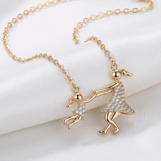Mother Daughter Necklace for Mom Sparkling Rhinestone Girl Mom Pendant Necklace Mother's Day Gift from Daughter
