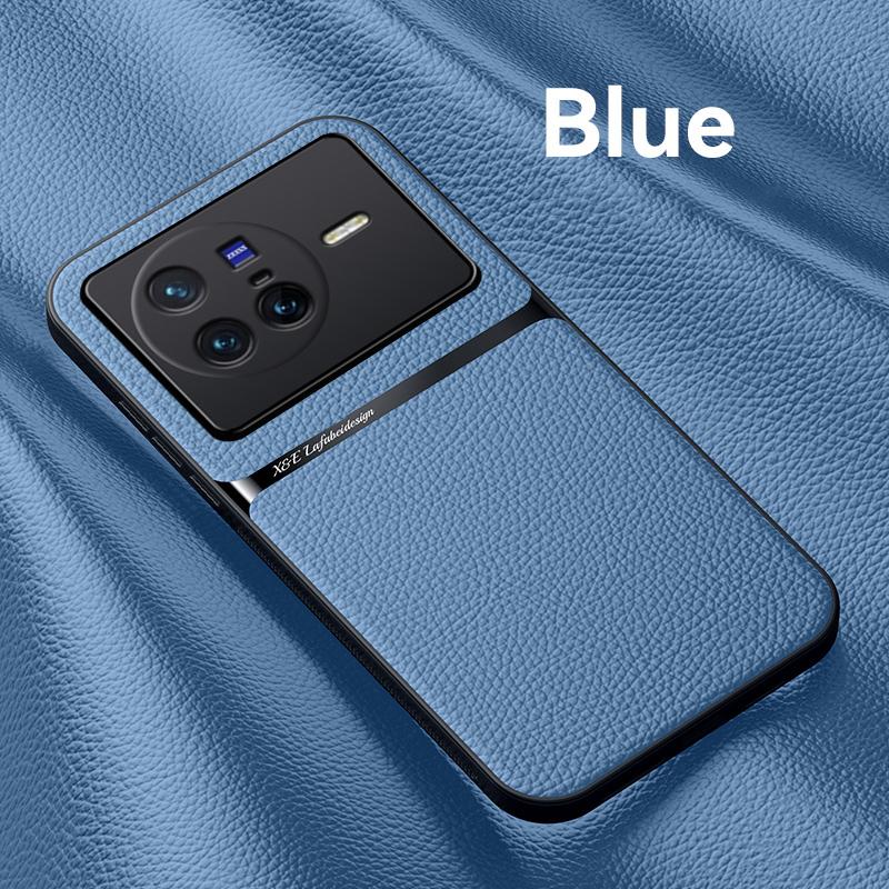 

Для VIVO X80 чехол кожаный с металлической пластиной телефон чехол для ViVO X80 X 80 X80 магнитный автомобильный держатель противоударный задняя крышка For VIVO X80