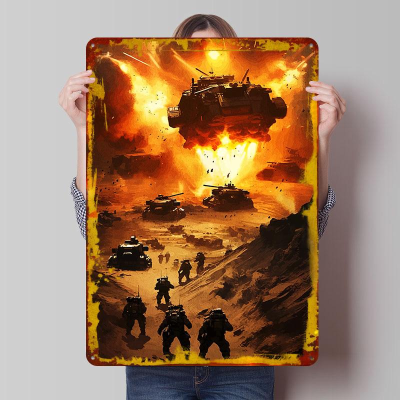 

Futuristic Military Battle Scene Explosion Tinplate Poster Customized Wall Art Vintage Retro Metal Signs for Decoration Bedroom 7.9x11.8In(20x30cm)