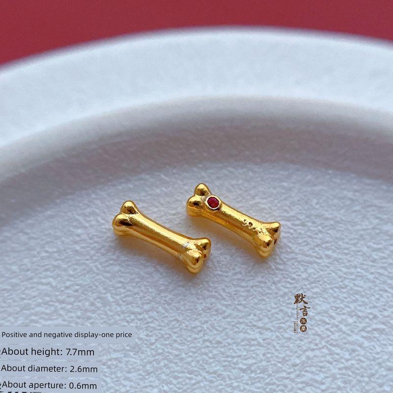 

S925 Ancient Style Silver Plated Accessories Inlaid Rhinestone Small Bone Spacer Straight Tube DIY Jewelry Bracelet Accessories SA3431