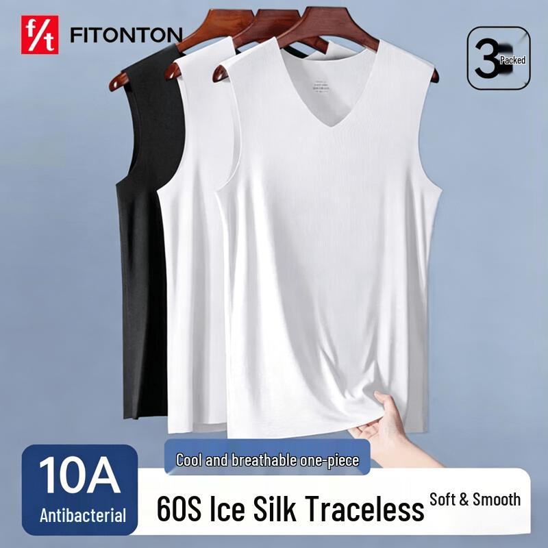 FitonTon Men s Summer V-Neck Undershirt 2XL